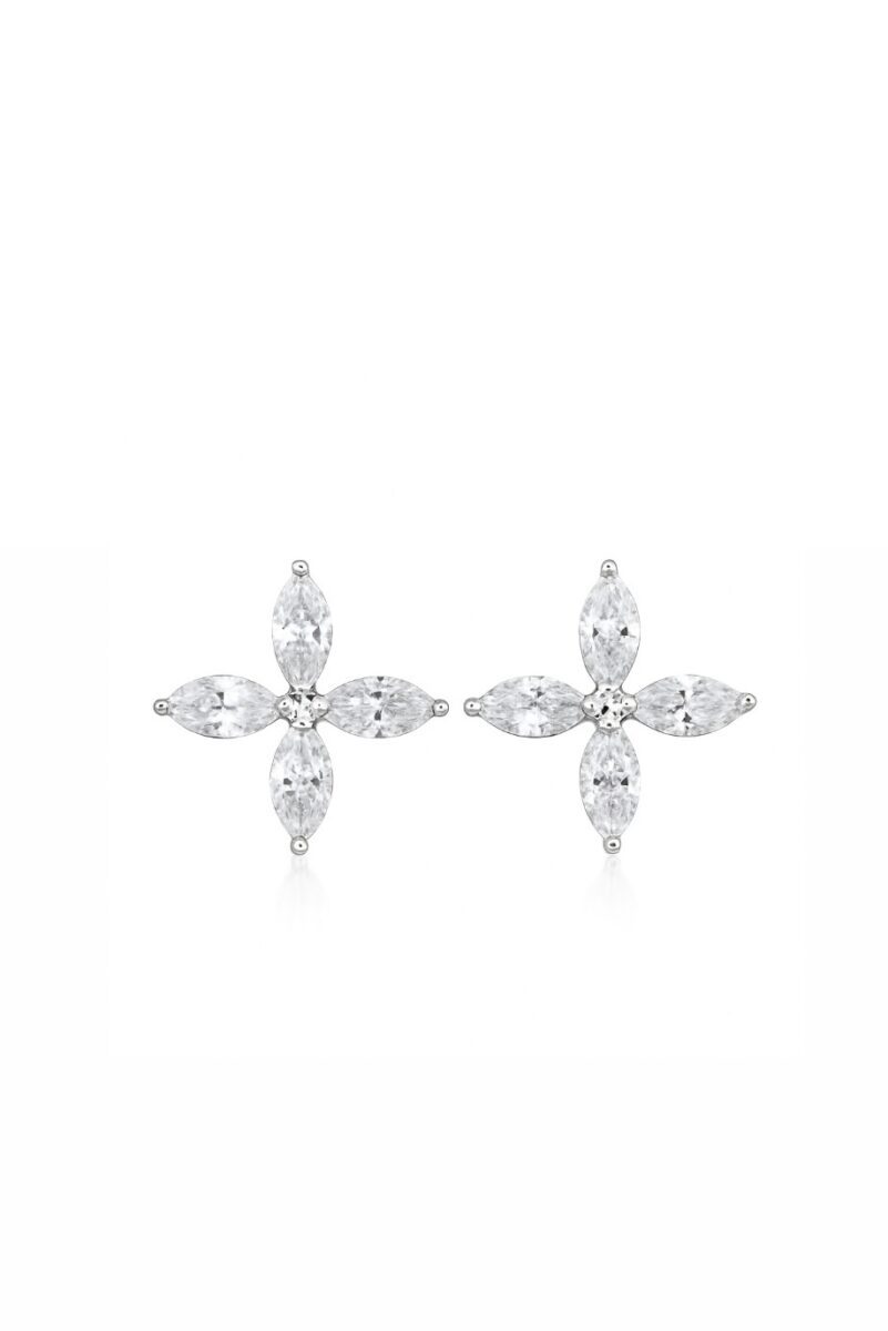 Markiz Vidalı Silver Küpe | Büyük Boy