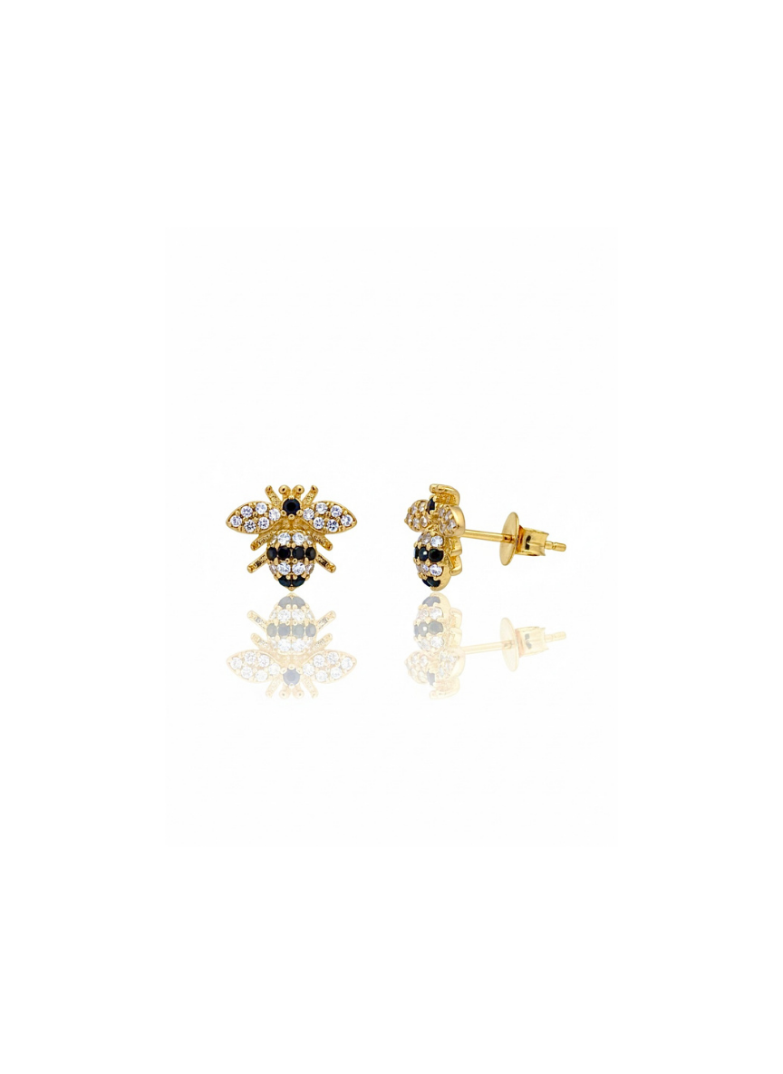 Siminkari Arısı Gold Vidalı Küpe | New Collection