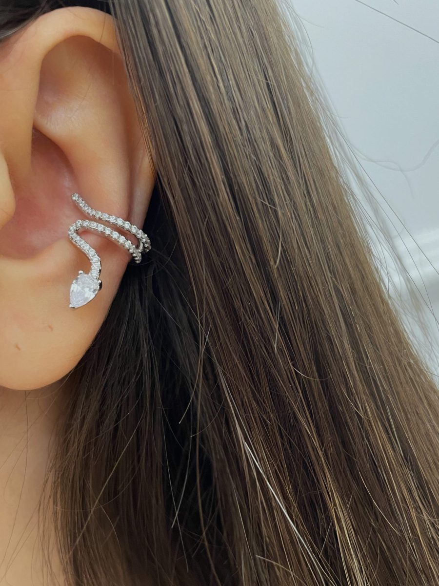 Taşlı Sarmal Yılan Kıkırdak Küpesi Ear Cuff