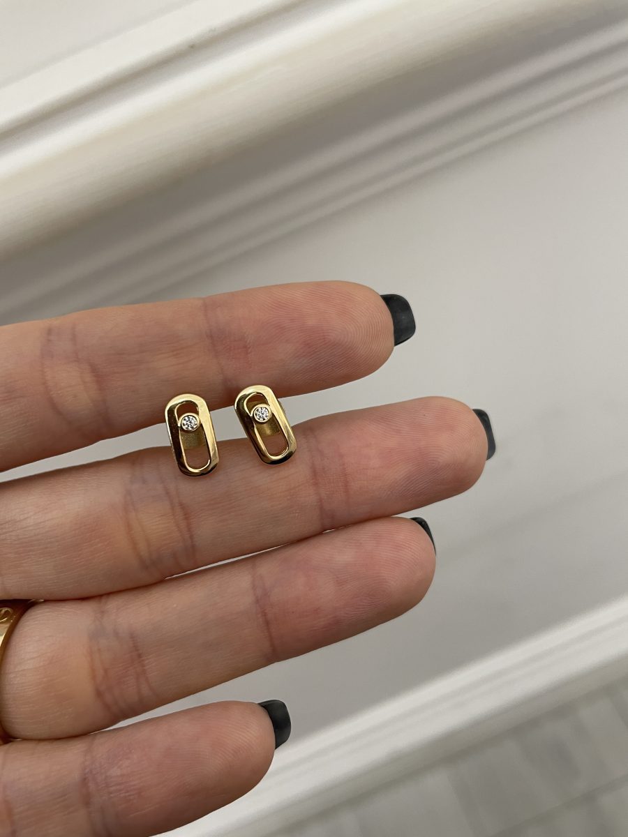 Msk Uno Mini Vidalı Gold Küpe