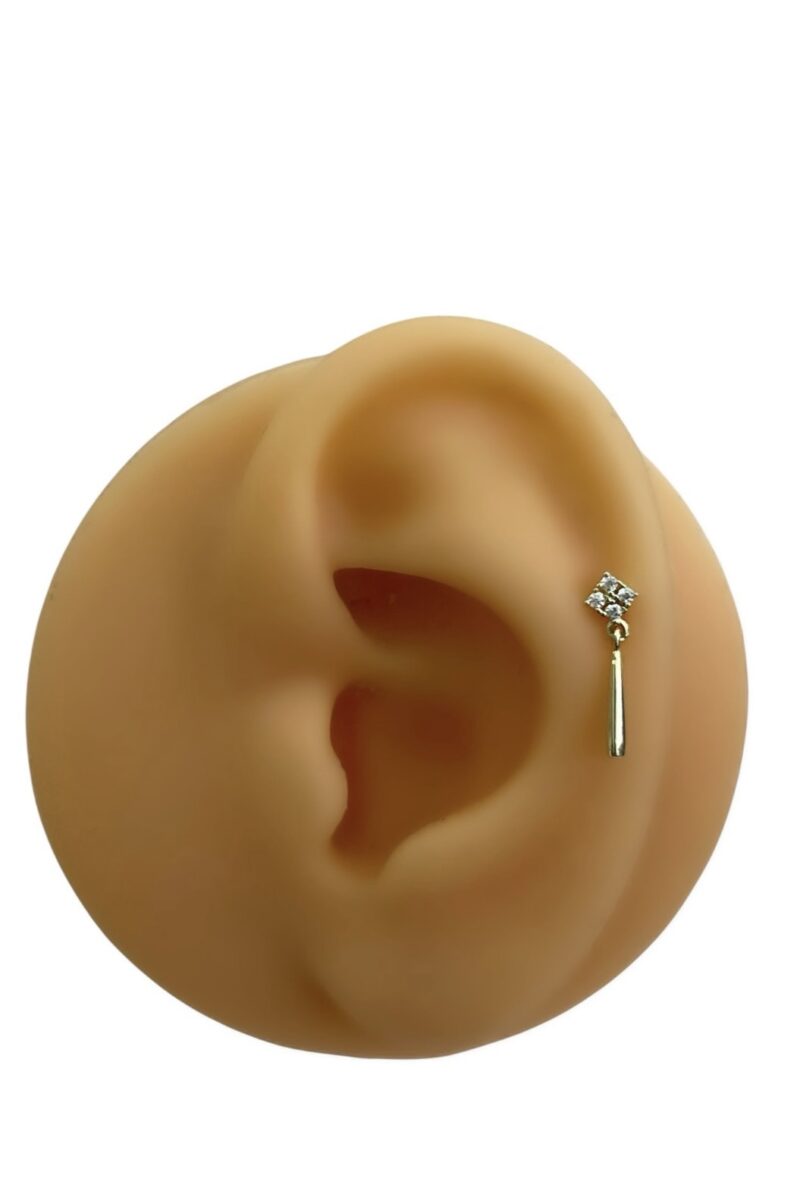 Taşlı Çubuk Sallantılı Gold Piercing