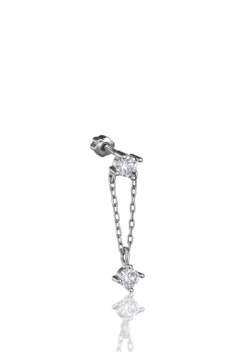 Taşlı Zincir Sallantılı Silver Piercing