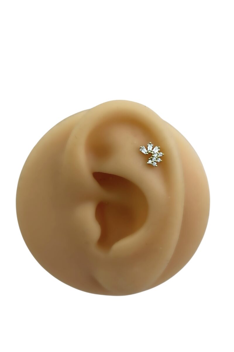 Taşlı Baget Yarım Gold Daire Piercing