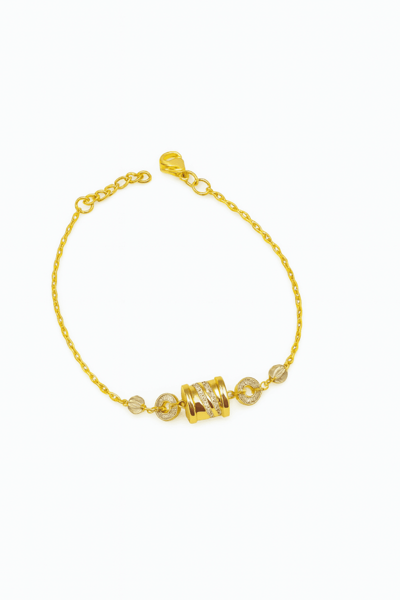 Silindir Halkalı Gold Bileklik