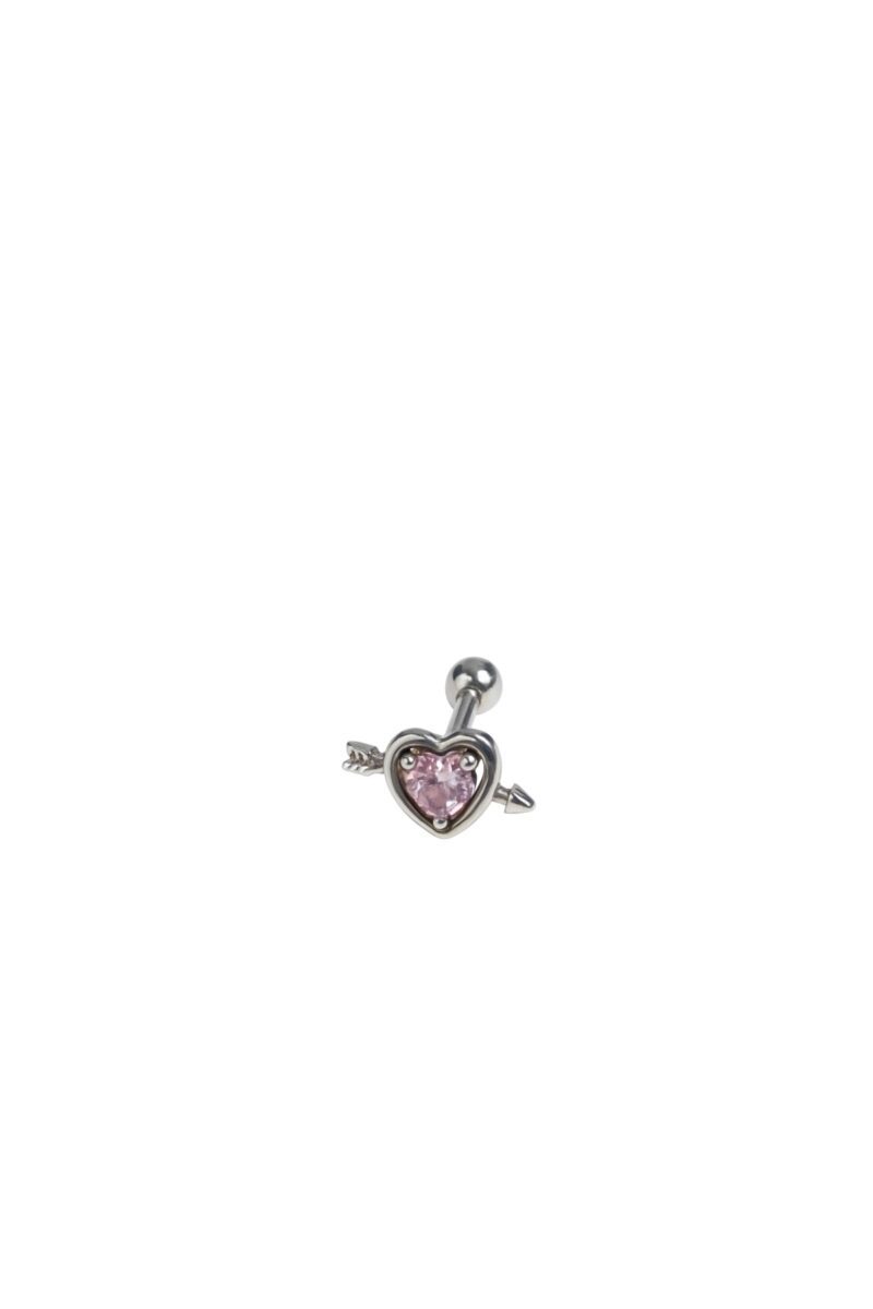 Pembe Taşlı Kalp Silver Piercing