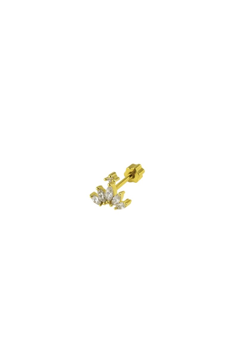 Sıralı Taşlı Işıltılı Gold Lotus Piercing