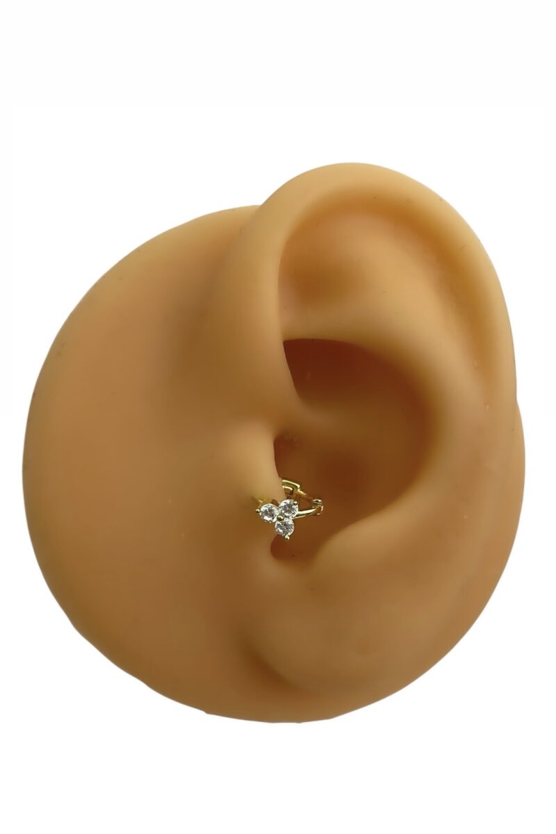Üç Taşlı Halka Piercing | Gold