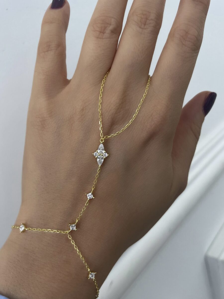 Büyük Taşlı Sıralı Mini Kutup Yıldızlı Gold Şahmeran | New Collection
