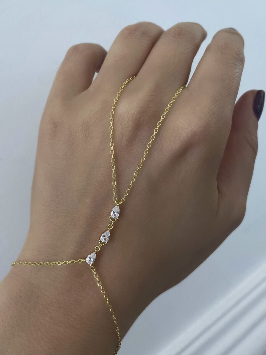Damla Üç Taş Sıralı Gold Şahmeran