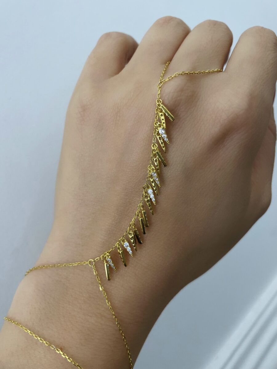 Püsküllü Taşlı Gold Şahmeran | New Collection