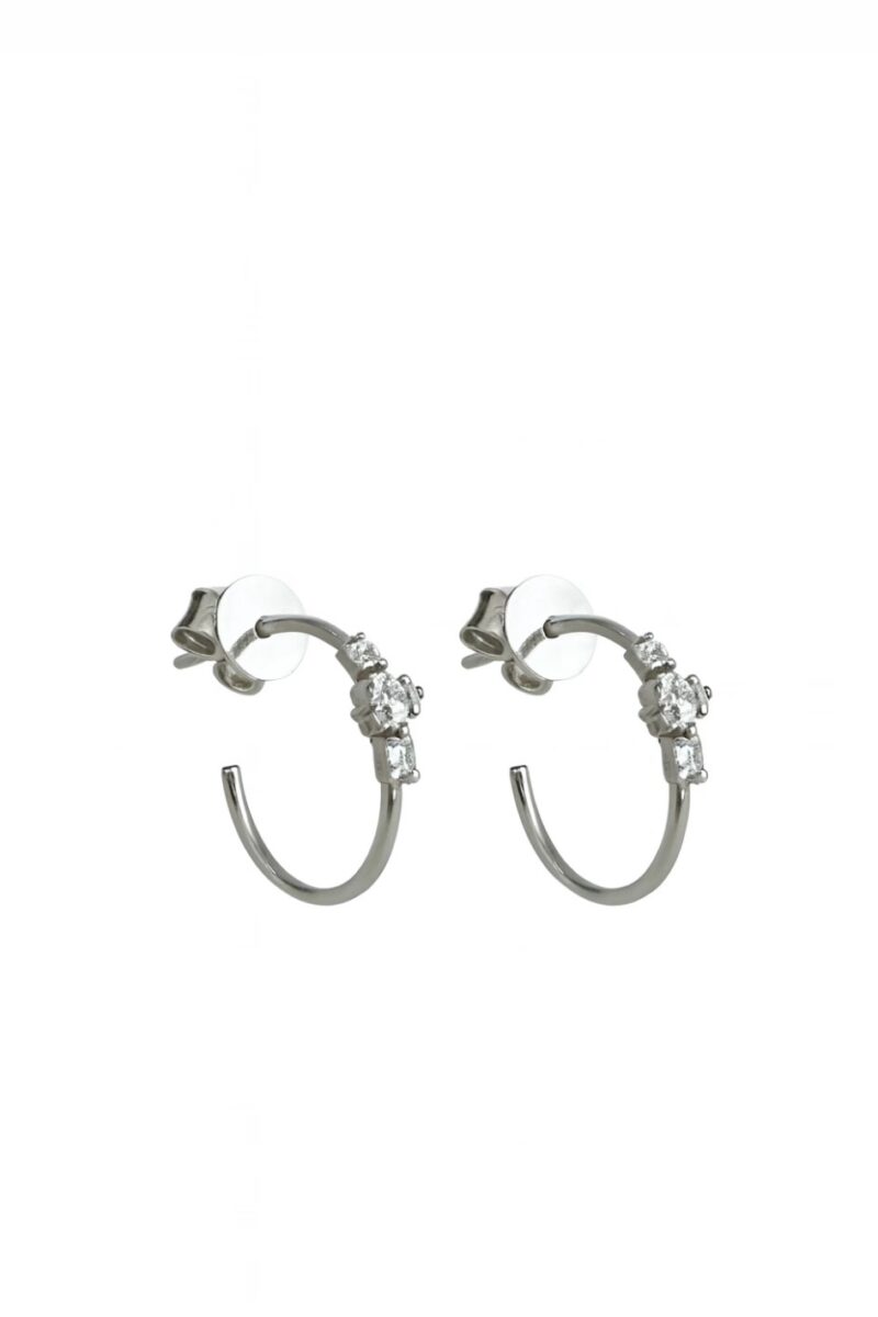 Baget Taşlı Vidalı Silver Küpe