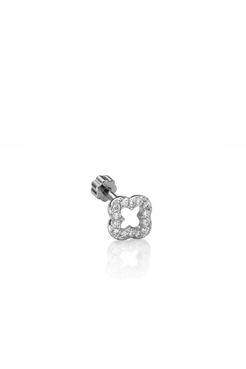 İçi Boş Işıltılı Silver Yonca Piercing