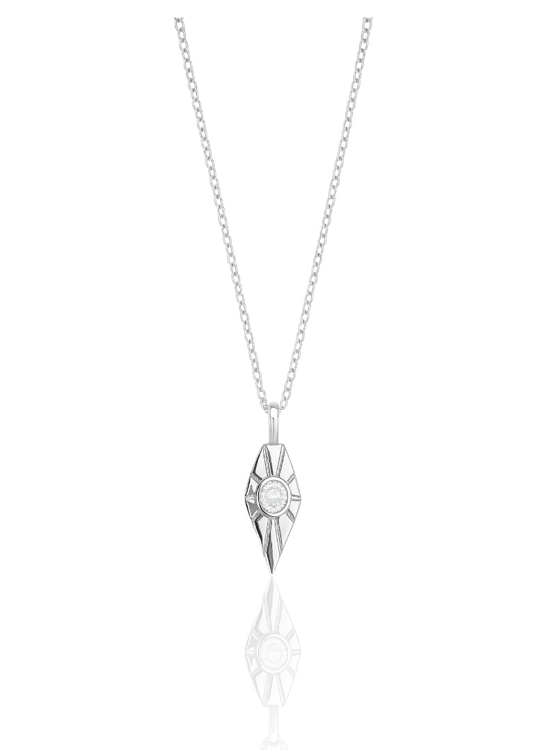 Taşlı Beşgen Silver Kolye