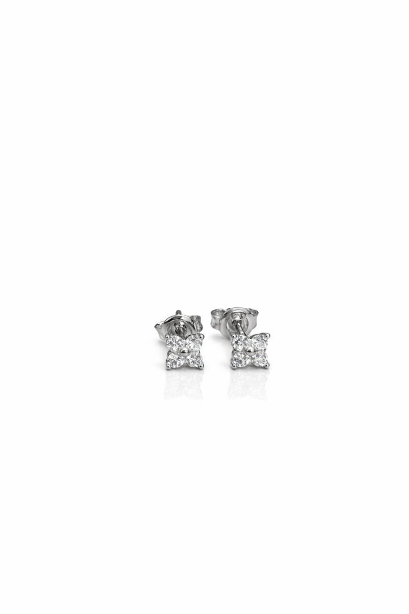 Mini Çiçek Silver Vidalı Küpe | New Collection