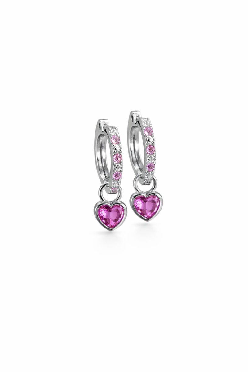 Pembe Kalpli Silver Halka Küpe