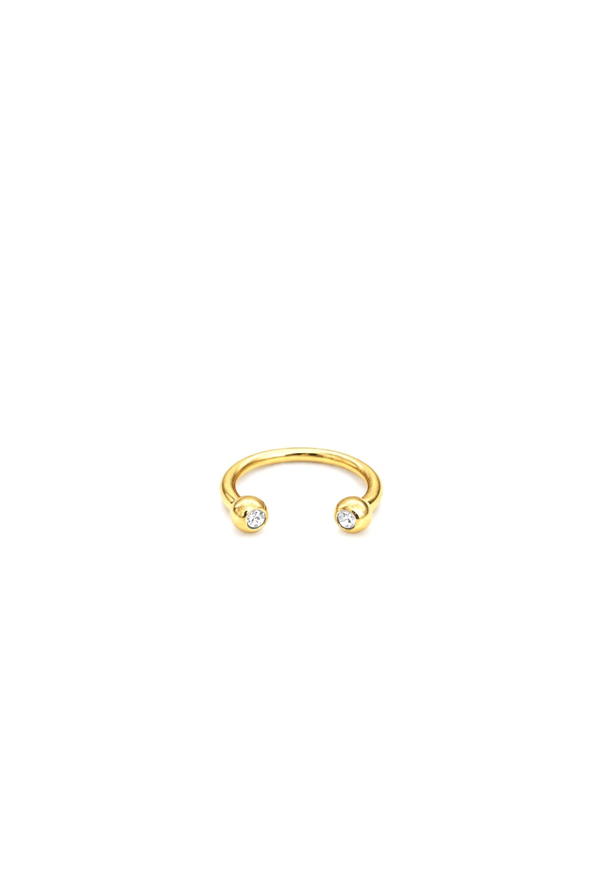 G23 Titanyum 10 mm Taşlı Gold Halka Piercing