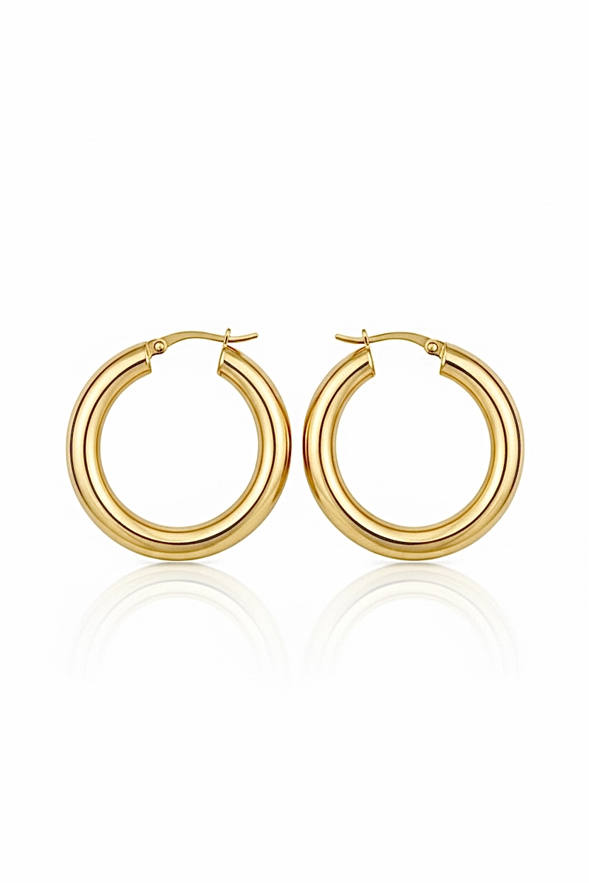 Büyük Boy Kalın Gold Halka Küpe | 2 cm