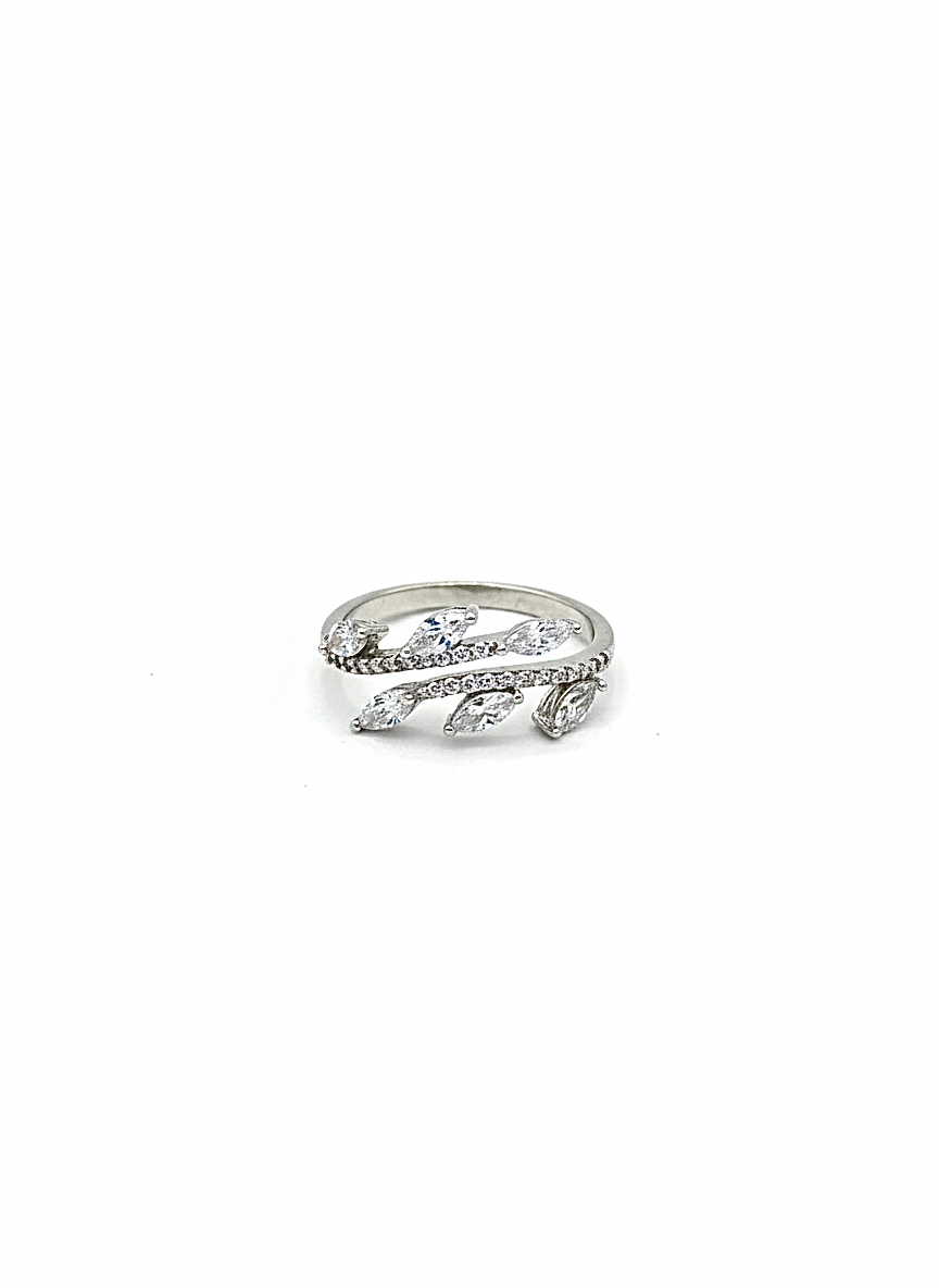 Damla Kesim Yaprak Model Silver Yüzük