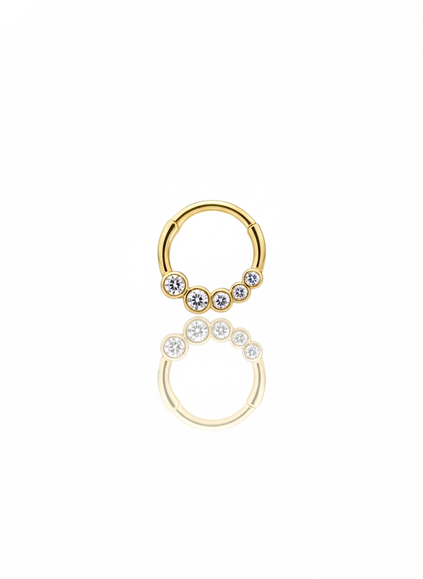 Nokta Taşlı Gold Halka Piercing