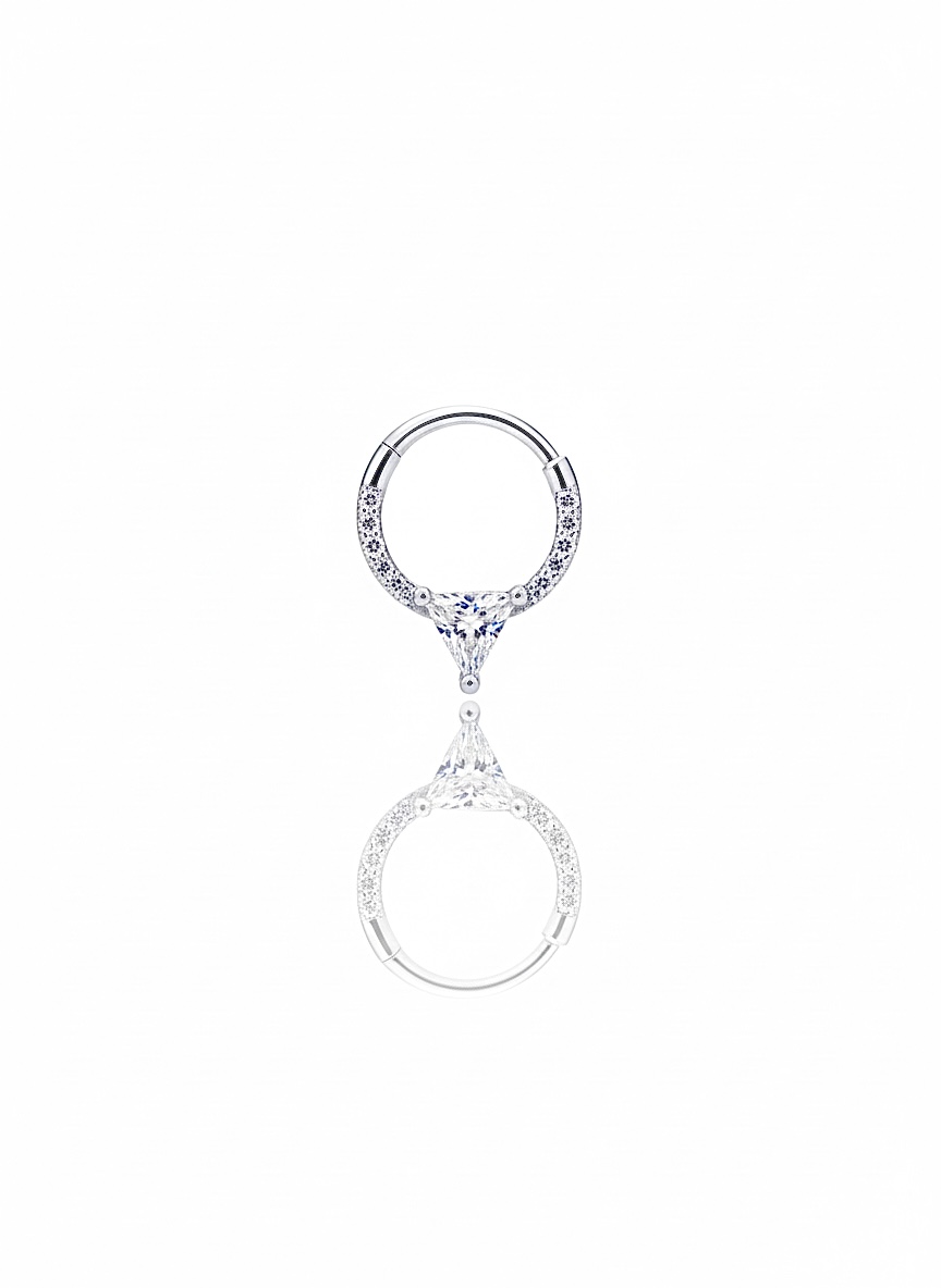 Üçgen Taşlı Silver Halka Piercing