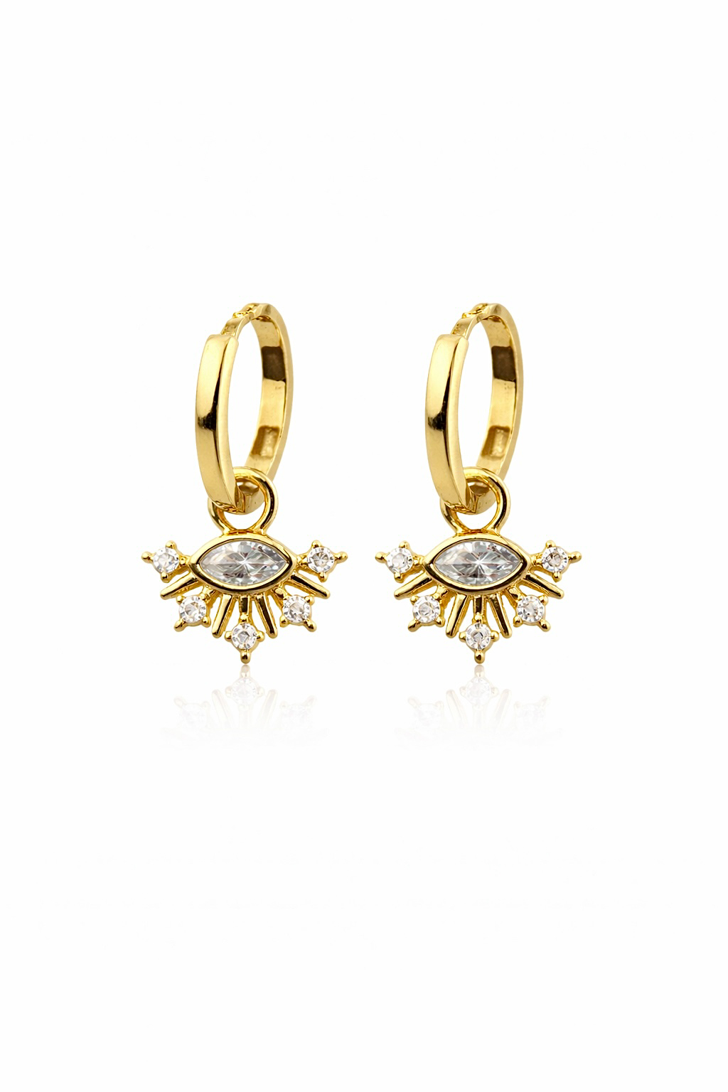 Işıltılı Sarkaçlı Göz Sallantılı Gold Halka Küpe | New Collection