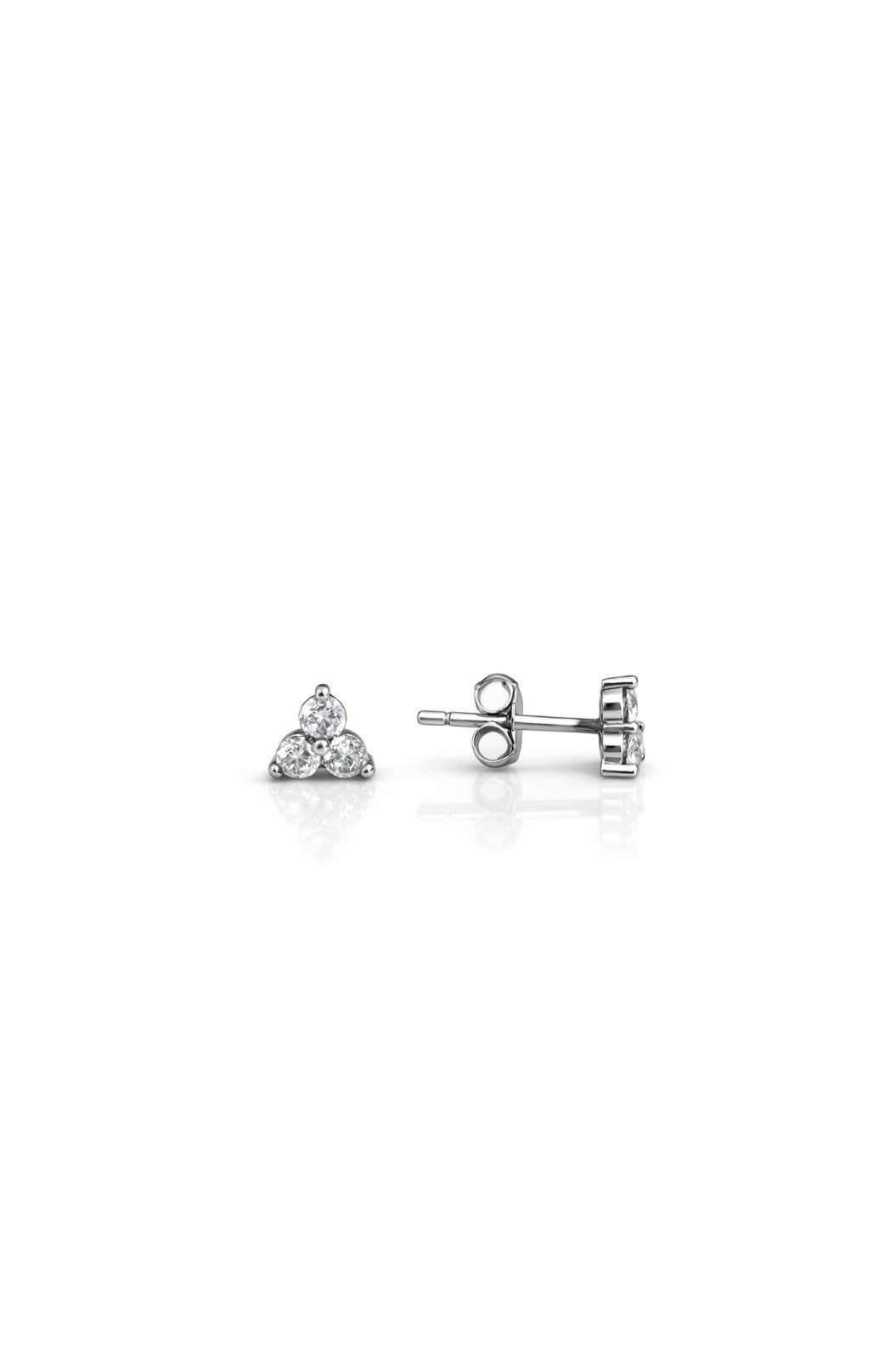 Üç Taşlı Mini Vidalı Silver Küpe