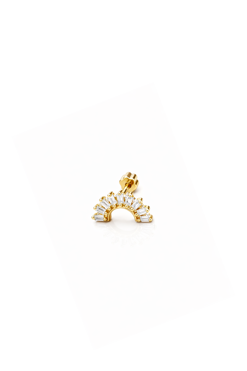 Renksiz Baget Taşlı Gold Gökkuşağı Piercing | New Collection