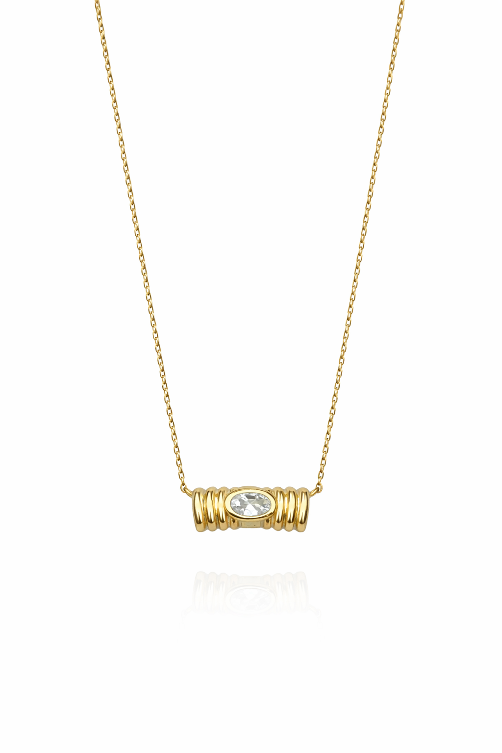 Taşlı Kaburga Model Gold Kolye | New Collection