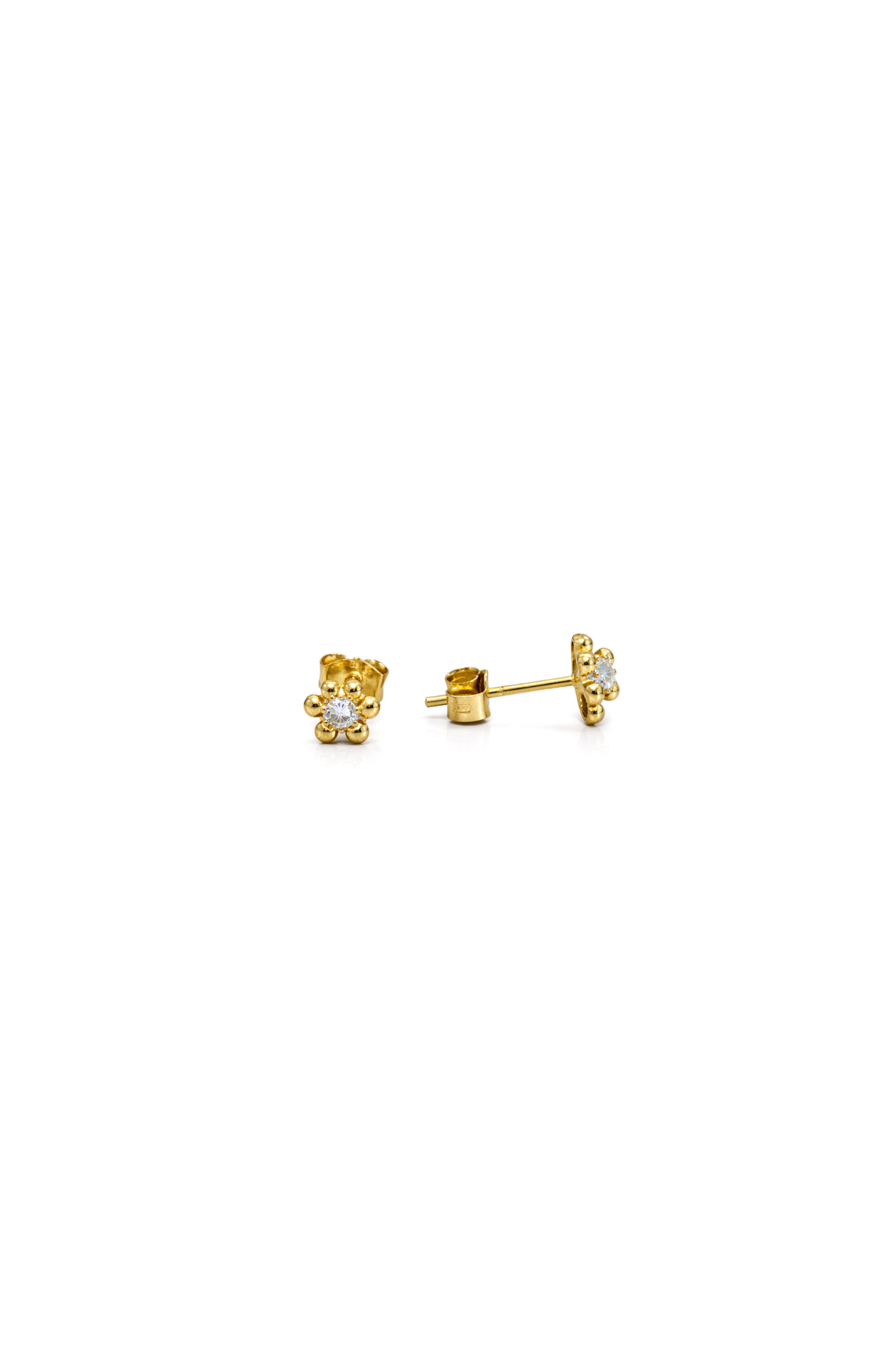 Mini Gold Çiçek Vidalı Gold Küpe | New Collection