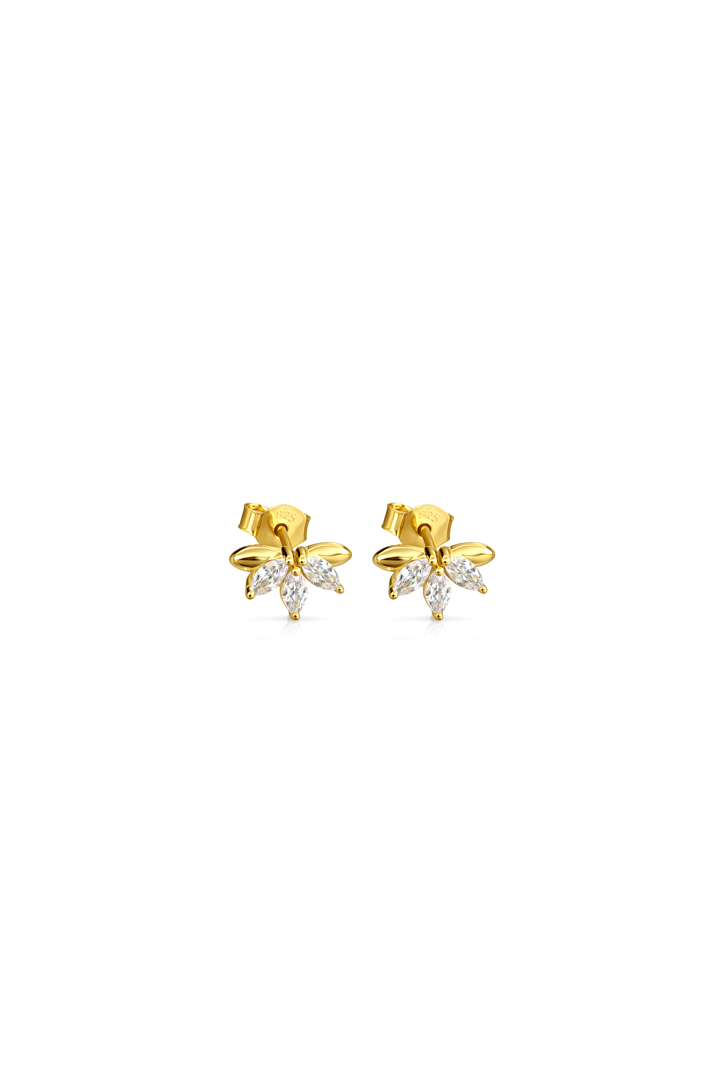 Damla Taşlı Lotus Koleksiyon Vidalı Gold Küpe | New Collection