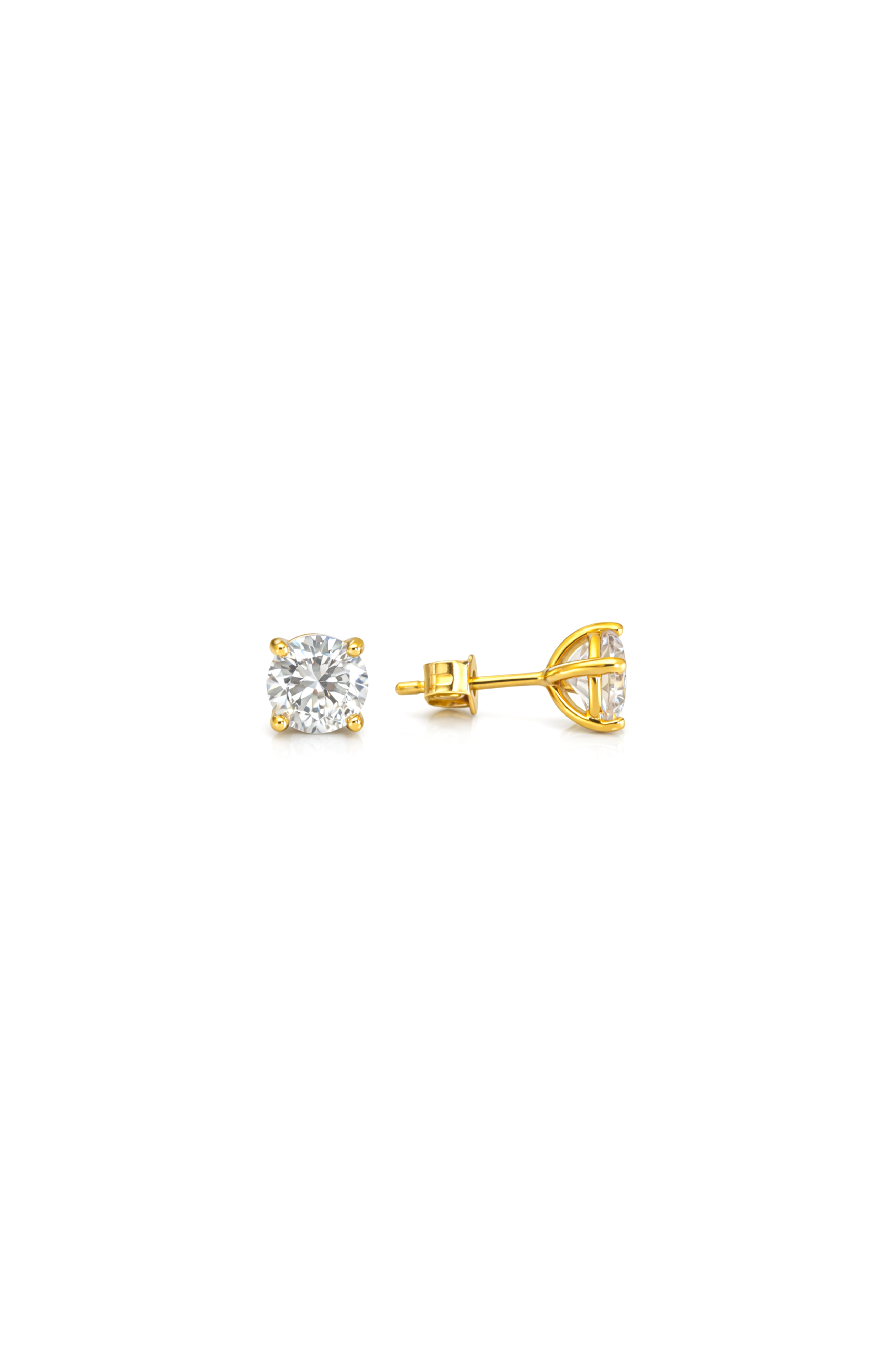 6 mm Tek Taş Vidalı Gold Küpe | New Collection
