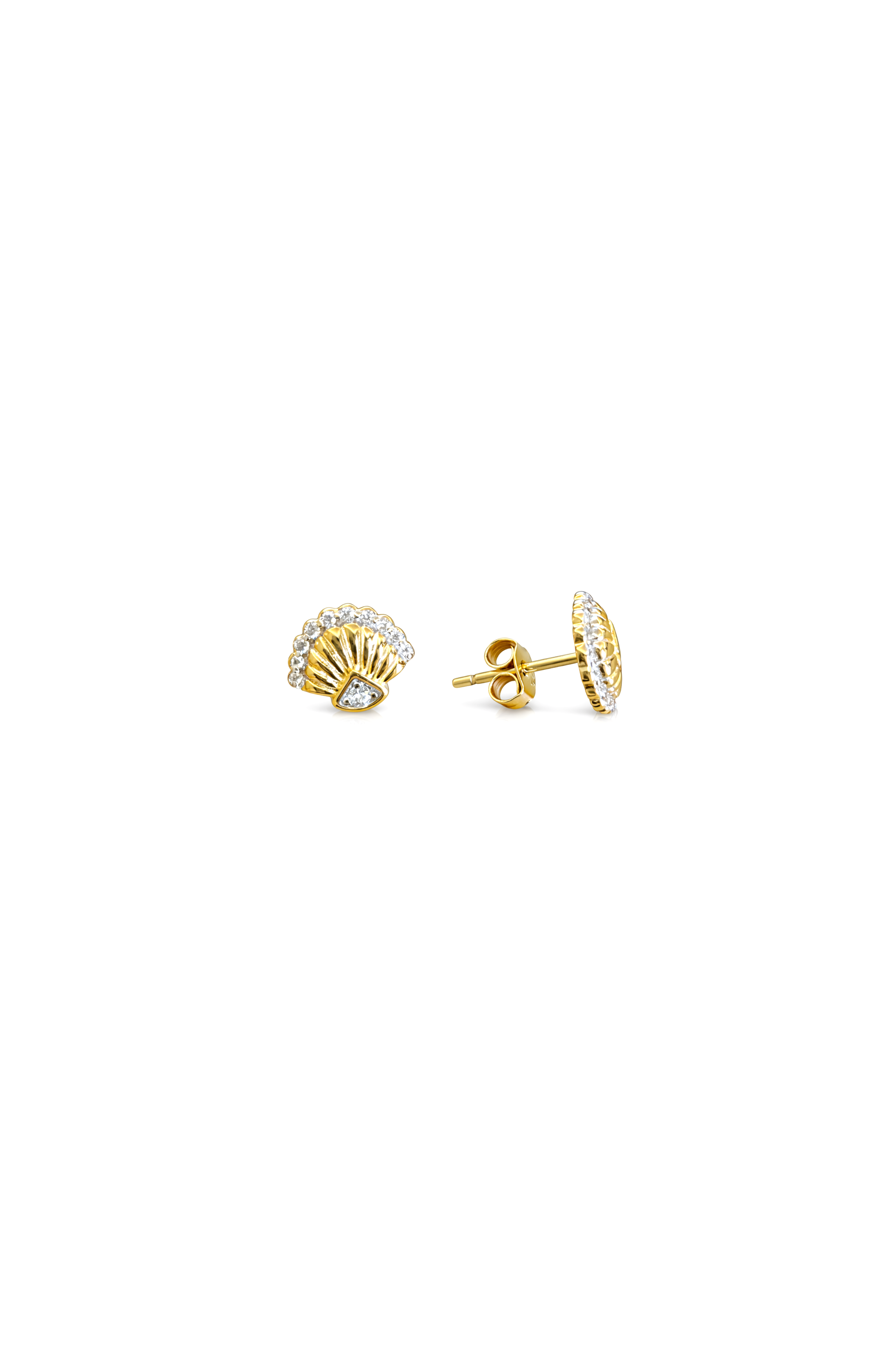 Işıltılı Midye Deniz Kabuğu Vidalı Gold Küpe | New Collection