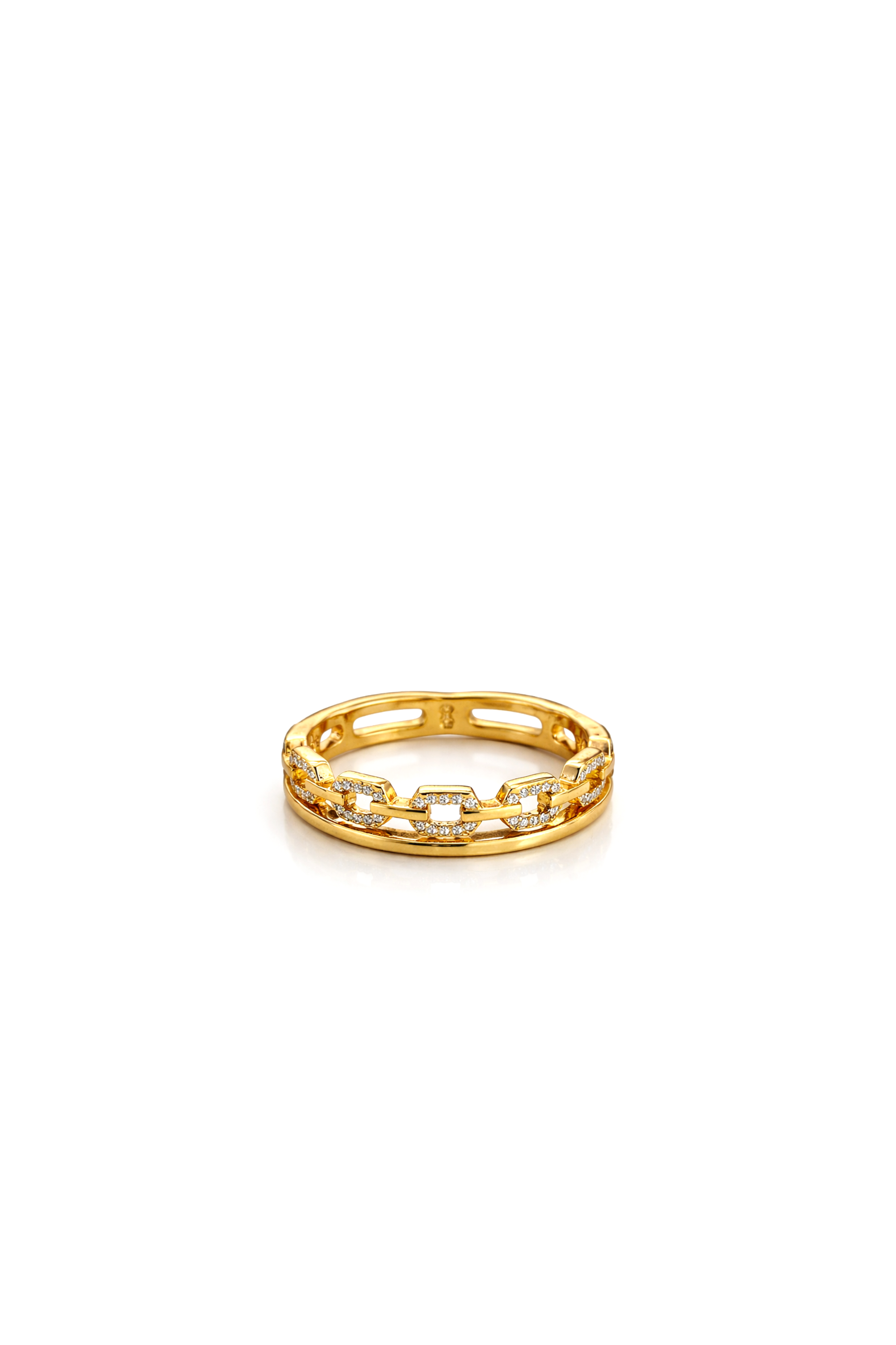 Işıltılı Çengel Model Gold Yüzük | New Collection