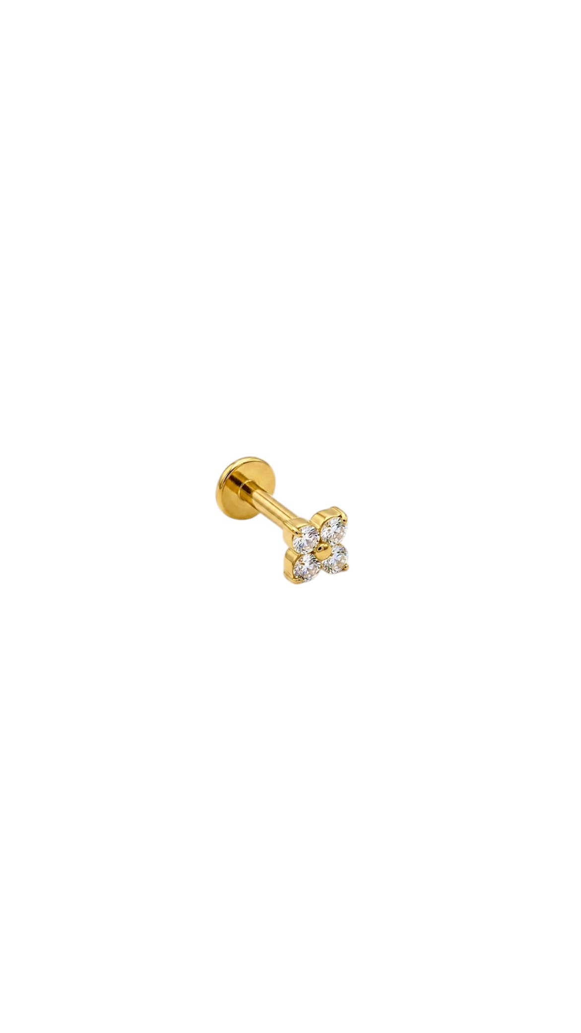G23 Titanyum Mini Çiçek Piercing 7 mm x 1.2 mm Altın Rengi
