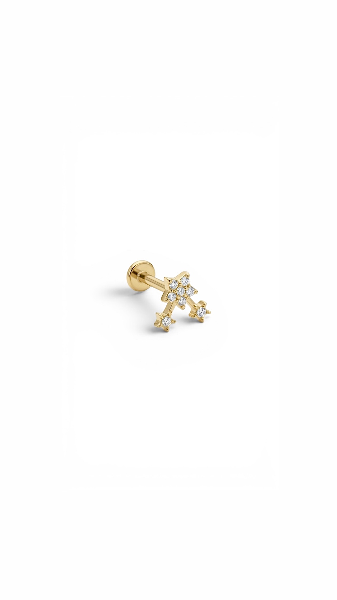 G23 Titanyum Üçlü Yıldız Piercing 8 mm x 1.2 mm Altın Rengi