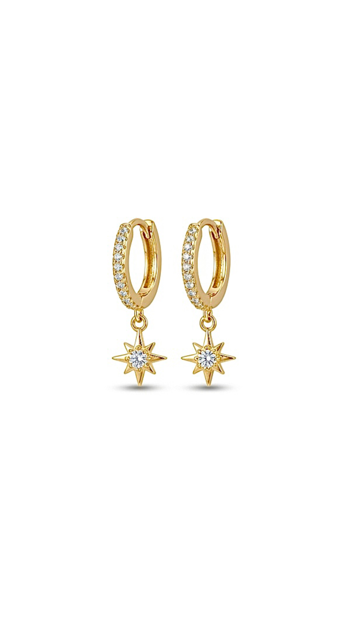 Mini Kutup Yıldızı Sallantılı Halka Küpe Gold