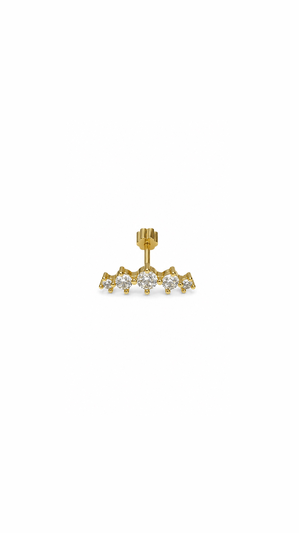 Uzun Beş Taşlı Süzme Gold Piercing