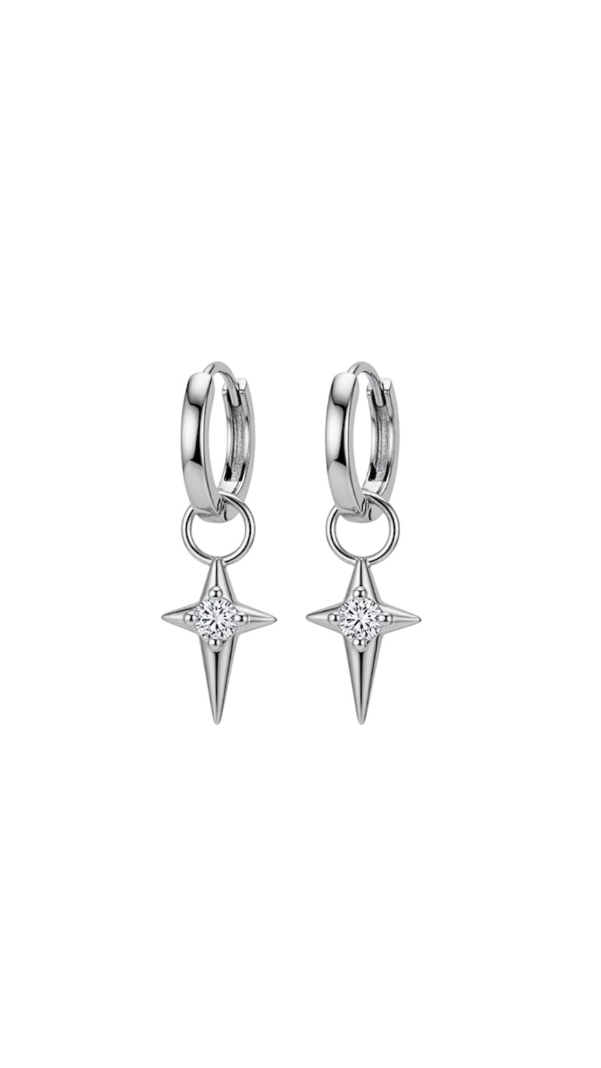 Kutup Yıldızı Sallantılı Halka Küpe Silver