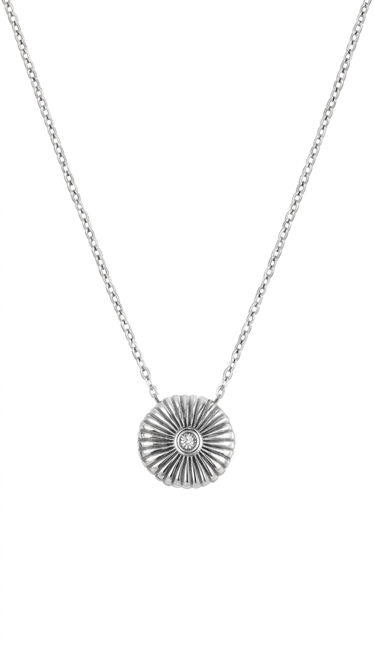 Yuvarlak Midye Kabuğu Etnik Silver Kolye | New Collection