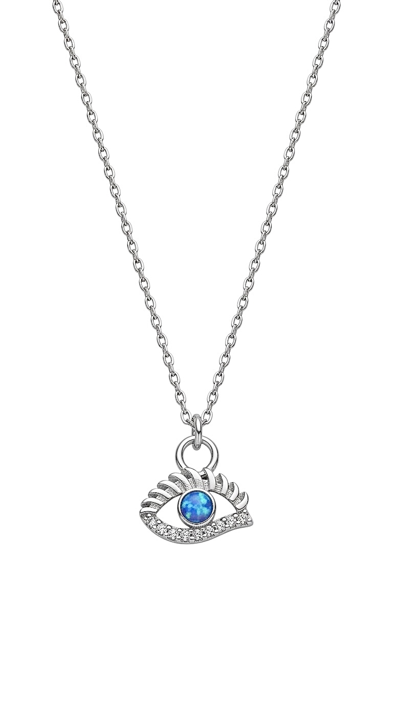 Opal Taşlı Göz Kolye Silver