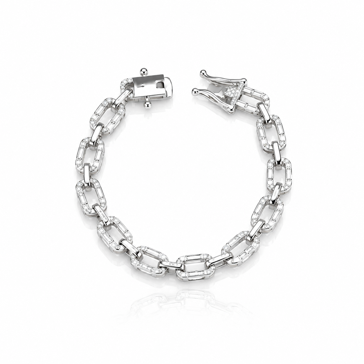 Baget Taşlı Çengel Bileklik Silver
